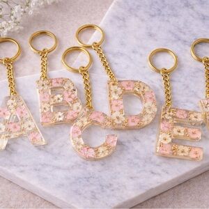 Floral Initial Letter Keychain